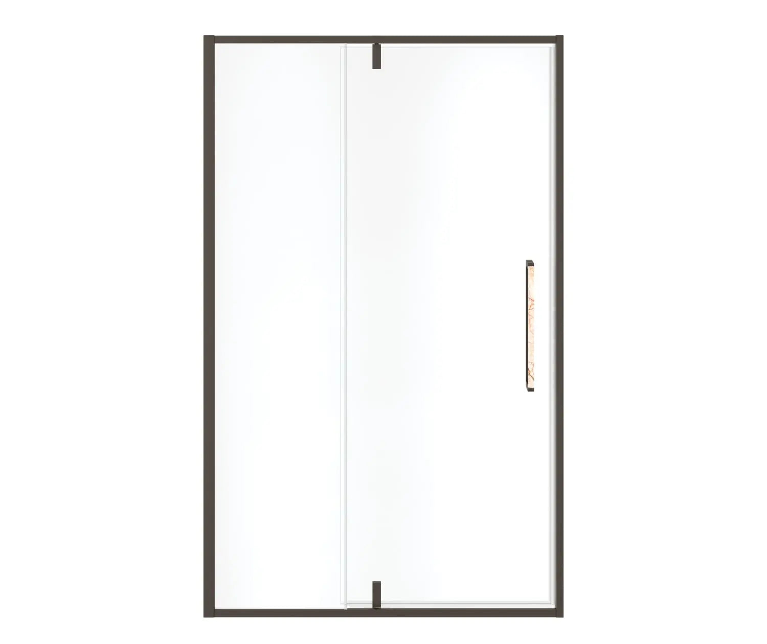 Uptown 45-47 x 76 in. 8 mm Pivot Shower Door for Alcove Installation with Clear glass in Dark Bronze & Beige Marble - Plumbing Market