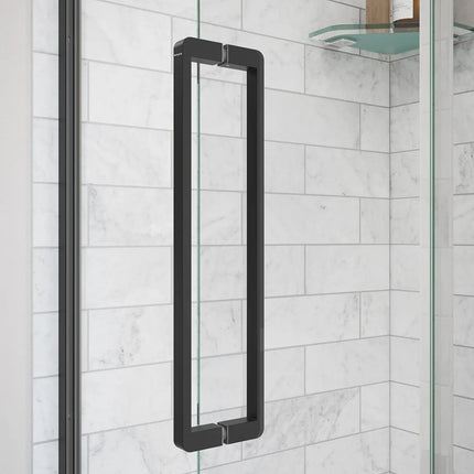 Uptown 45-47 x 76 in. 8 mm Pivot Shower Door for Alcove Installation with Clear glass in Matte Black - Plumbing Market