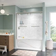 Uptown 56-59 x 58 in. 8 mm Bypass Tub Door for Alcove Installation with Clear glass in Brushed Nickel - Plumbing Market