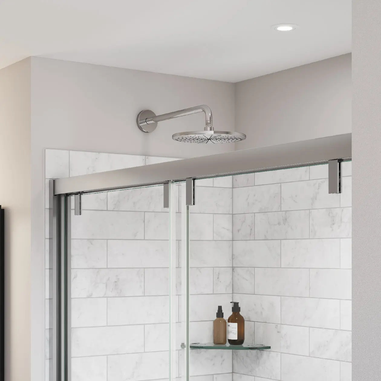 Uptown 56-59 x 58 in. 8 mm Bypass Tub Door for Alcove Installation with Clear glass in Chrome - Plumbing Market