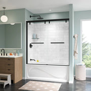 Uptown 56-59 x 58 in. 8 mm Bypass Tub Door for Alcove Installation with Clear glass in Matte Black - Plumbing Market