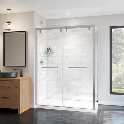 Uptown 56-59 x 76 in. 8 mm Bypass Shower Door for Alcove Installation with Clear glass in Chrome - Plumbing Market