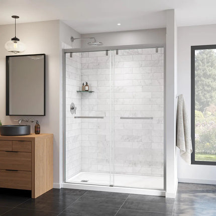 Uptown 56-59 x 76 in. 8 mm Bypass Shower Door for Alcove Installation with Clear glass in Chrome - Plumbing Market