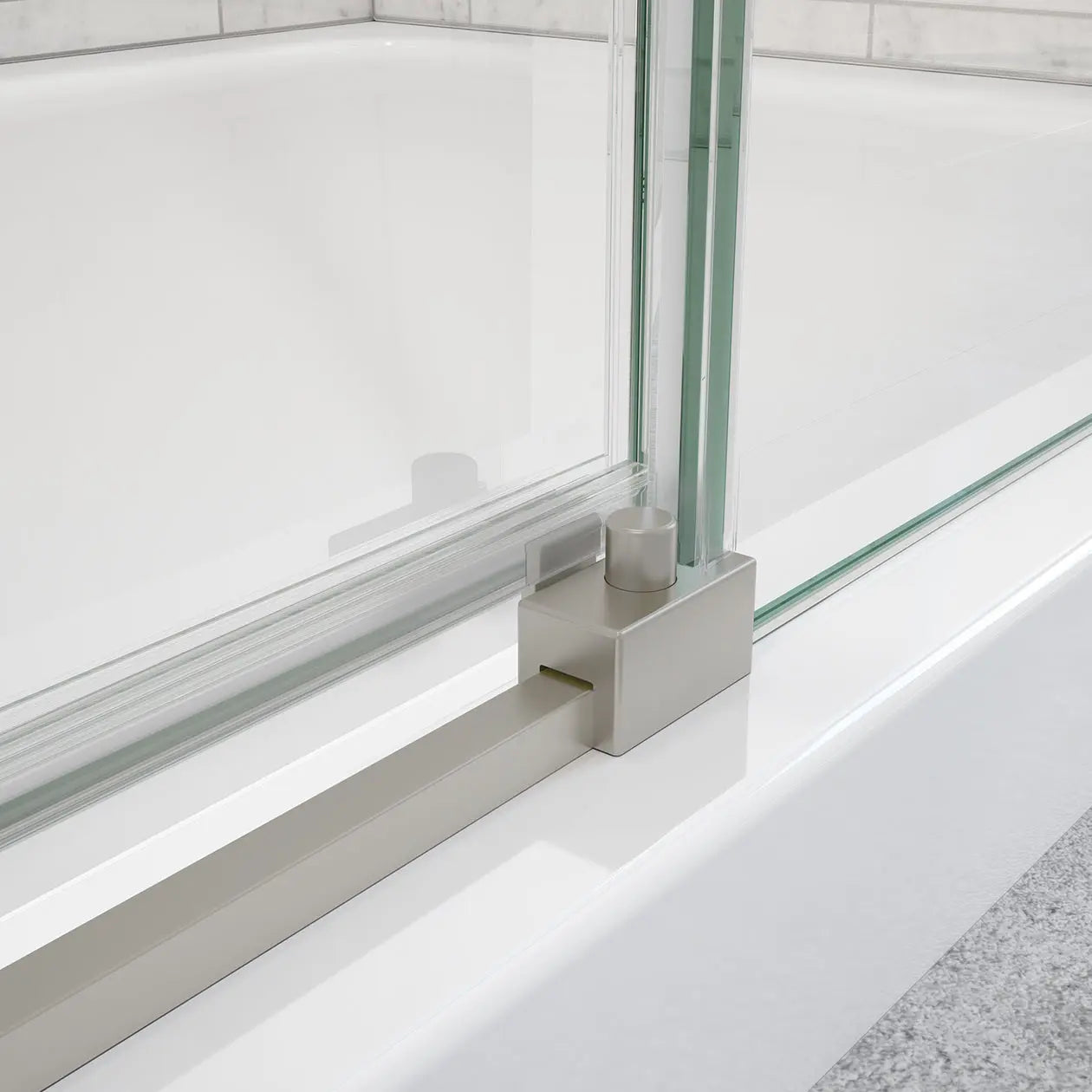 Uptown 56-59 x 76 in. 8 mm Sliding Shower Door for Alcove Installation with Clear glass in Brushed Nickel - Plumbing Market