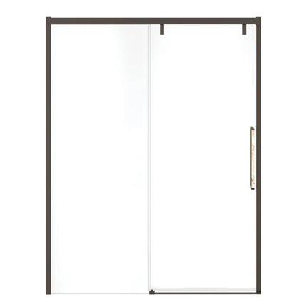 Uptown 56-59 x 76 in. 8 mm Sliding Shower Door for Alcove Installation with Clear glass in Dark Bronze & Beige Marble - Plumbing Market