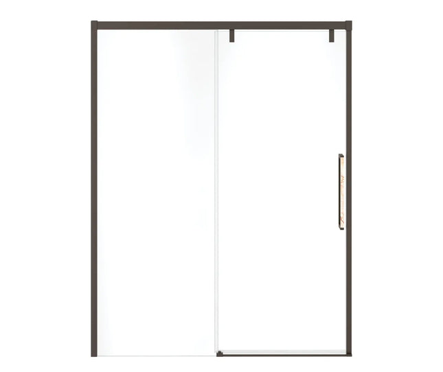 Uptown 56-59 x 76 in. 8 mm Sliding Shower Door for Alcove Installation with Clear glass in Dark Bronze & Beige Marble - Plumbing Market