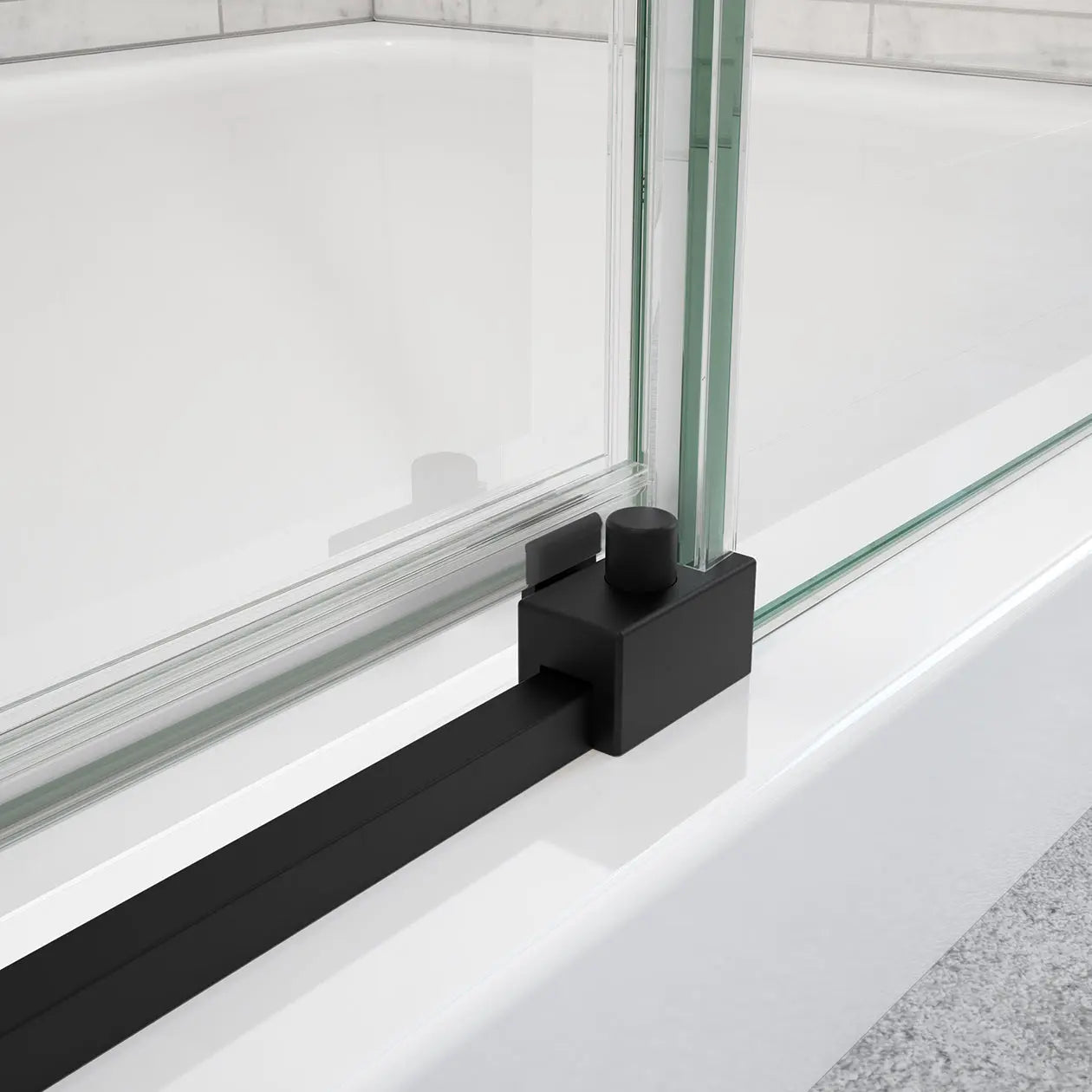 Uptown 56-59 x 76 in. 8 mm Sliding Shower Door for Alcove Installation with Clear glass in Matte Black - Plumbing Market