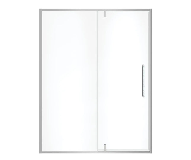 Uptown 57-59 x 76 in. 8 mm Pivot Shower Door for Alcove Installation with Clear glass in Chrome & White Marble - Plumbing Market