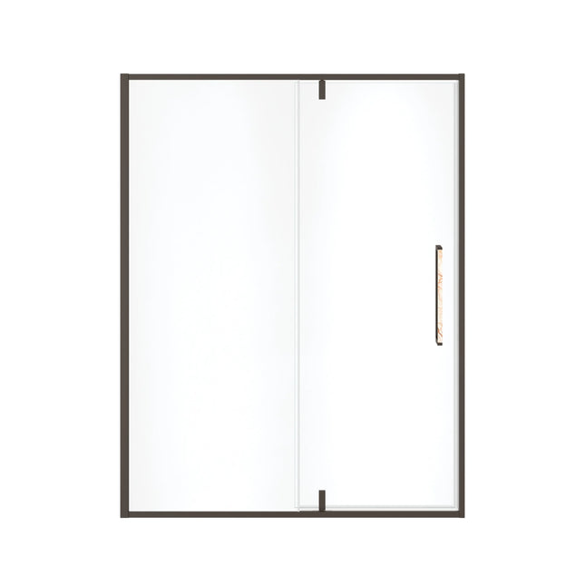 Uptown 57-59 x 76 in. 8 mm Pivot Shower Door for Alcove Installation with Clear glass in Dark Bronze & Beige Marble - Plumbing Market