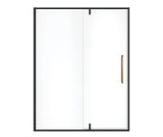 Uptown 57-59 x 76 in. 8 mm Pivot Shower Door for Alcove Installation with Clear glass in Matte Black & Wood - Plumbing Market