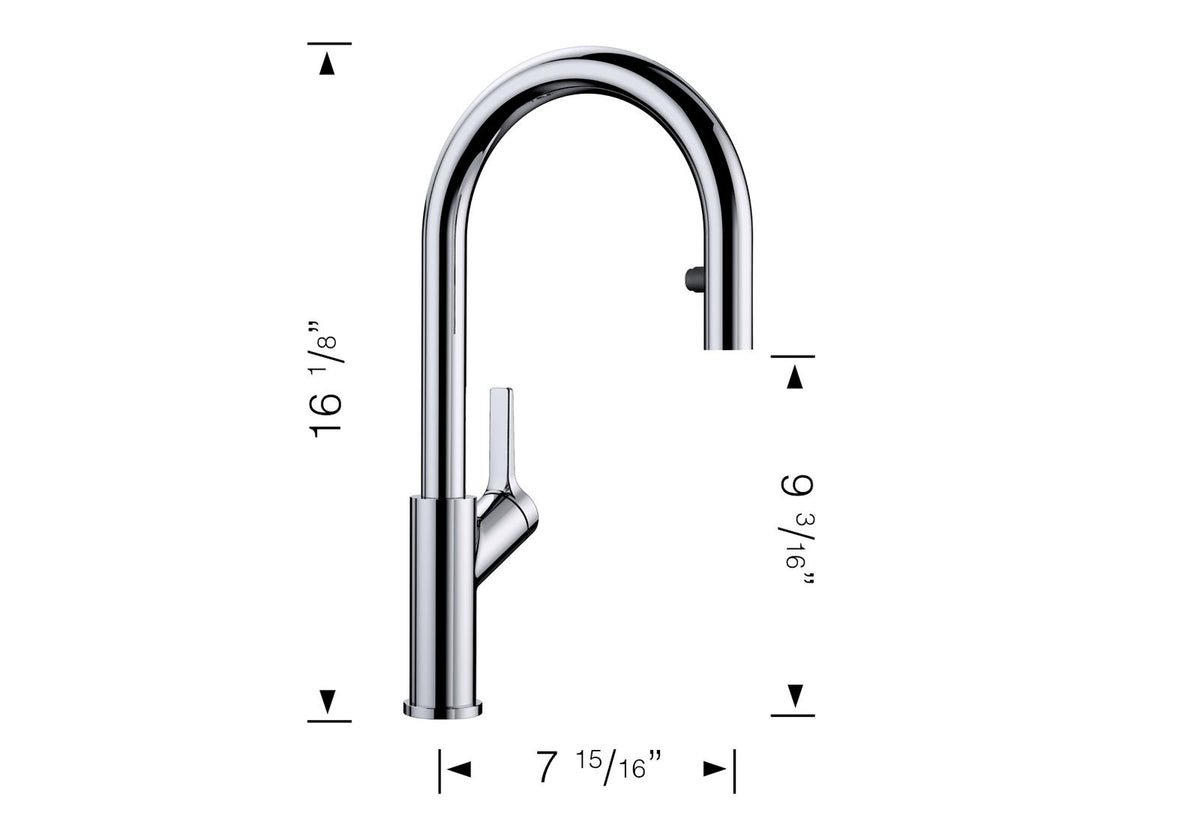 Blanco Urbena kitchen faucet dimension drawing