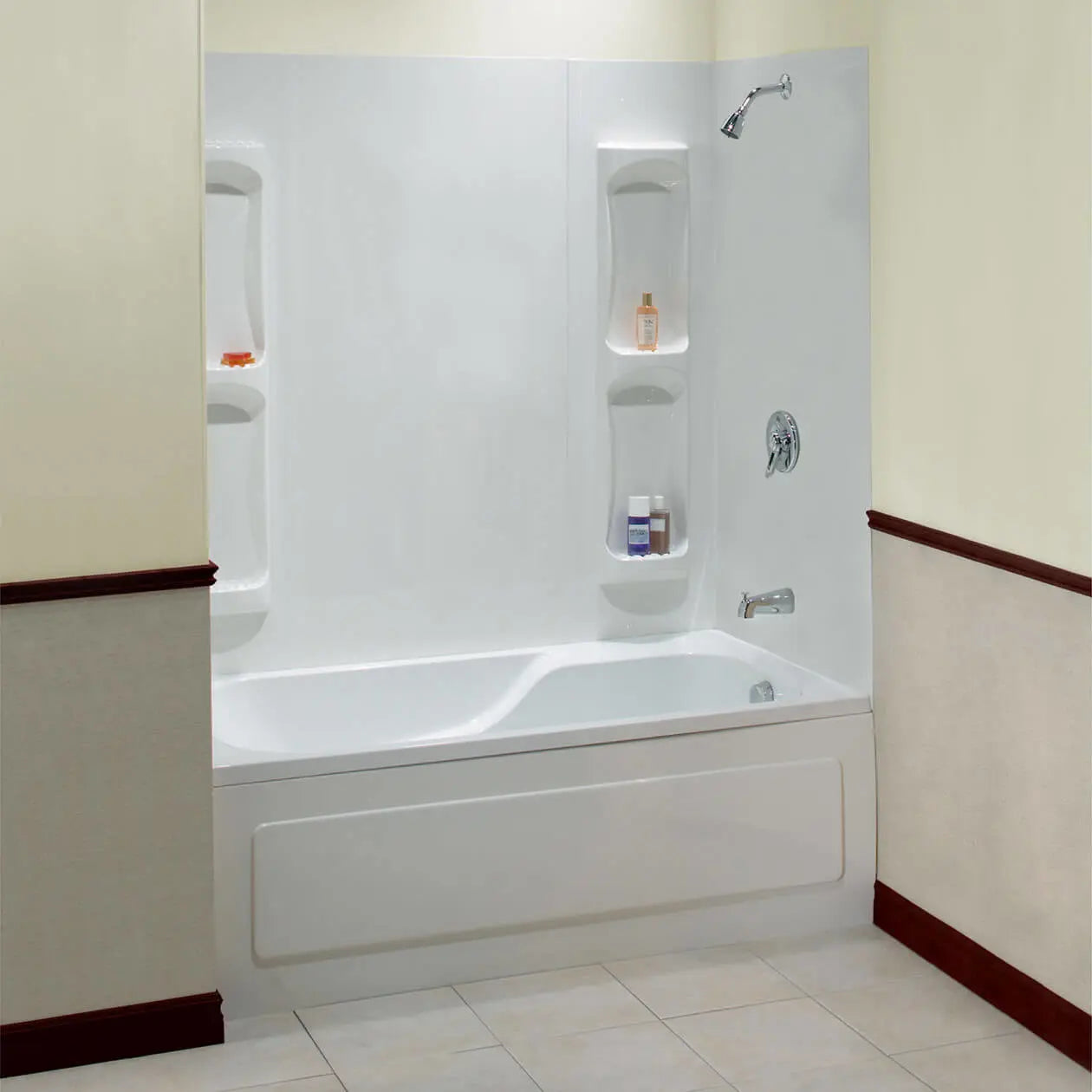 Utah 59 Polystyrene Glue up Five-Piece Tub Wall Surround in White - Plumbing Market