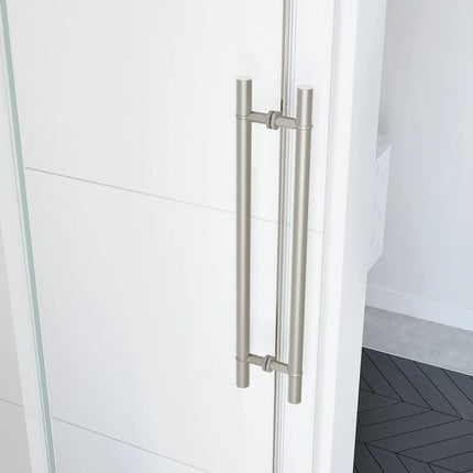 Vela 44 ½-47 x 78 ¾ in. 8mm Sliding Shower Door for Alcove Installation with Clear glass in Brushed Nickel - Plumbing Market