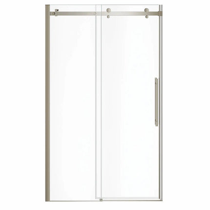 Vela 44 ½-47 x 78 ¾ in. 8mm Sliding Shower Door for Alcove Installation with Clear glass in Brushed Nickel - Plumbing Market