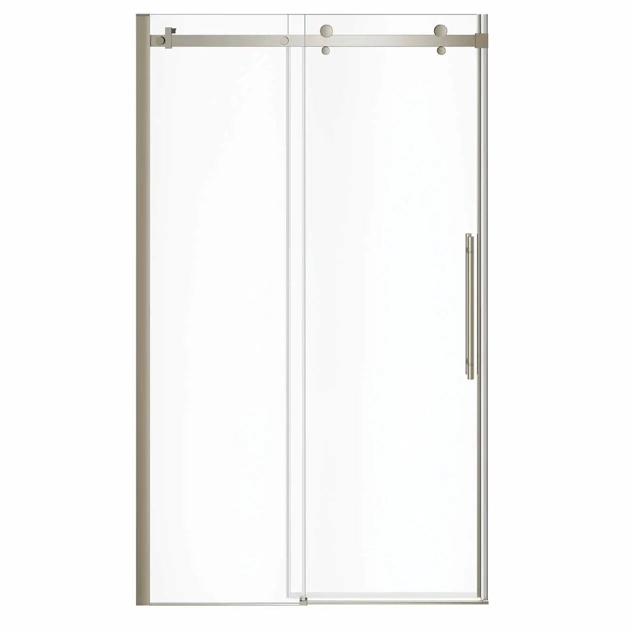 Vela 44 ½-47 x 78 ¾ in. 8mm Sliding Shower Door for Alcove Installation with Clear glass in Brushed Nickel - Plumbing Market