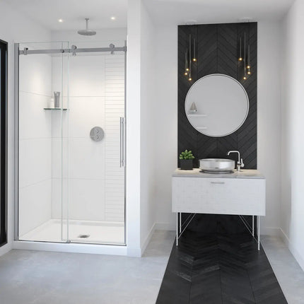 Vela 44 ½-47 x 78 ¾ in. 8mm Sliding Shower Door for Alcove Installation with Clear glass in Chrome - Plumbing Market