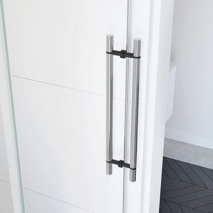 Vela 44 ½-47 x 78 ¾ in. 8mm Sliding Shower Door for Alcove Installation with Clear glass in Chrome and Matte Black - Plumbing Market