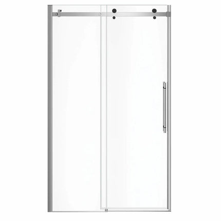 Vela 44 ½-47 x 78 ¾ in. 8mm Sliding Shower Door for Alcove Installation with Clear glass in Chrome and Matte Black - Plumbing Market