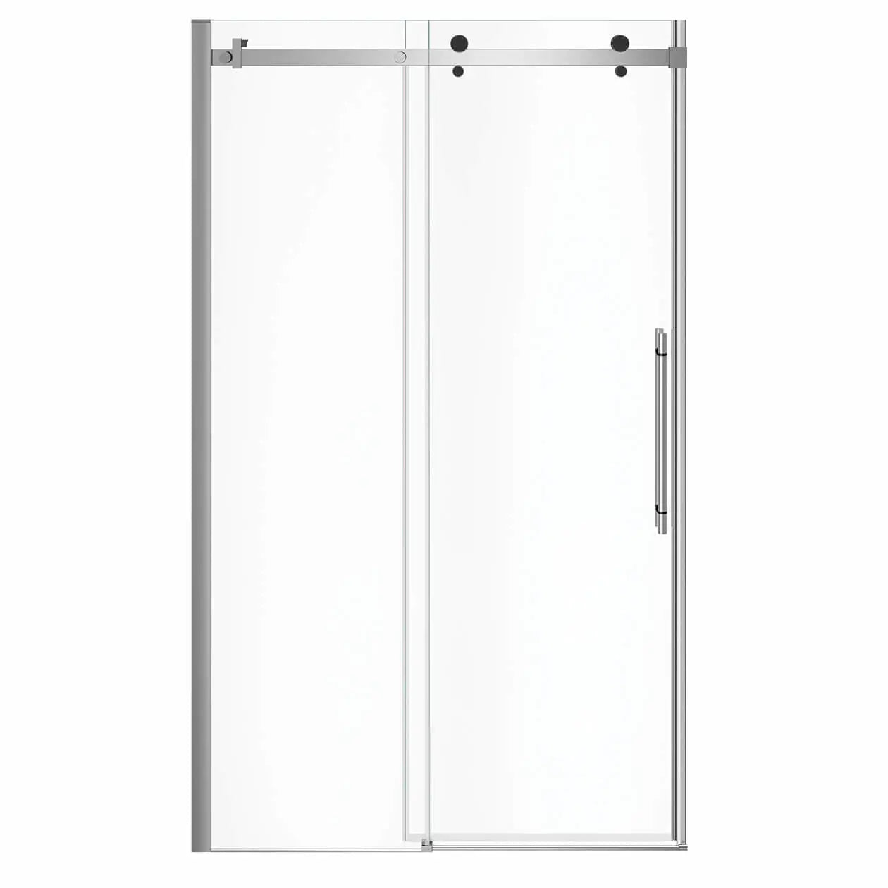 Vela 44 ½-47 x 78 ¾ in. 8mm Sliding Shower Door for Alcove Installation with Clear glass in Chrome and Matte Black - Plumbing Market