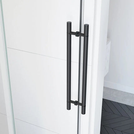 Vela 44 ½-47 x 78 ¾ in. 8mm Sliding Shower Door for Alcove Installation with Clear glass in Matte Black - Plumbing Market