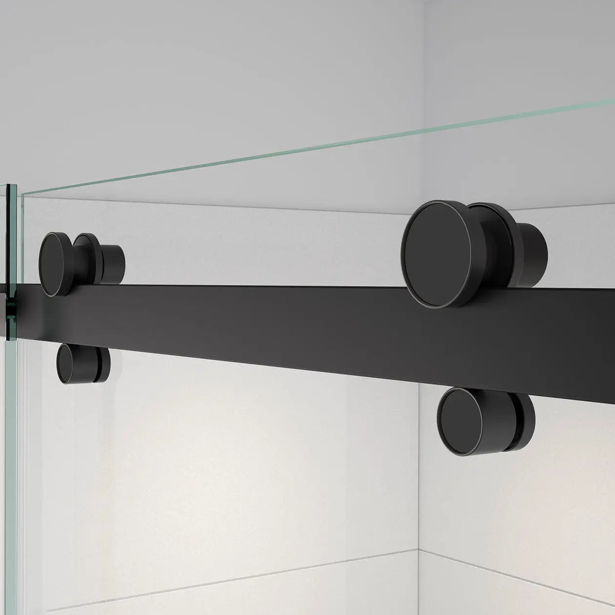 Vela 44 ½-47 x 78 ¾ in. 8mm Sliding Shower Door for Alcove Installation with Clear glass in Matte Black - Plumbing Market