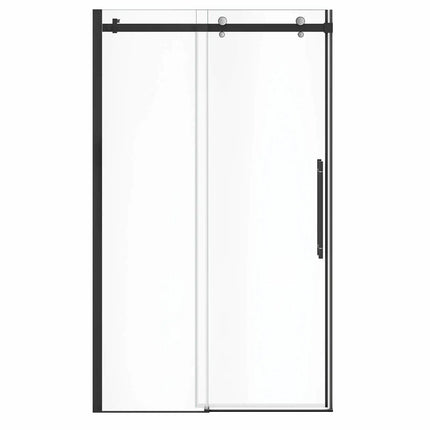 Vela 44 ½-47 x 78 ¾ in. 8mm Sliding Shower Door for Alcove Installation with Clear glass in Matte Black and Chrome - Plumbing Market