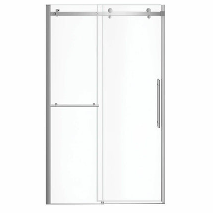 Vela 44 ½-47 x 78 ¾ in. 8mm Sliding Shower Door with Towel Bar for Alcove Installation with Clear glass in Chrome - Plumbing Market