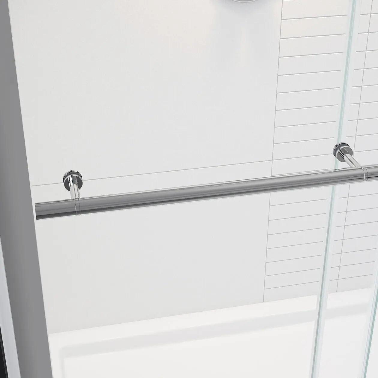 Vela 44 ½-47 x 78 ¾ in. 8mm Sliding Shower Door with Towel Bar for Alcove Installation with Clear glass in Chrome - Plumbing Market