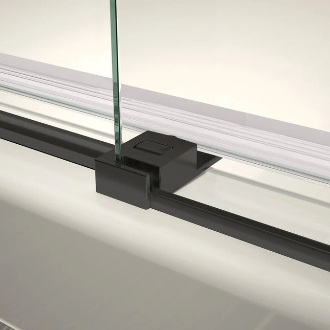 Vela 44 ½-47 x 78 ¾ in. 8mm Sliding Shower Door with Towel Bar for Alcove Installation with Clear glass in Matte Black and Brushed Nickel - Plumbing Market
