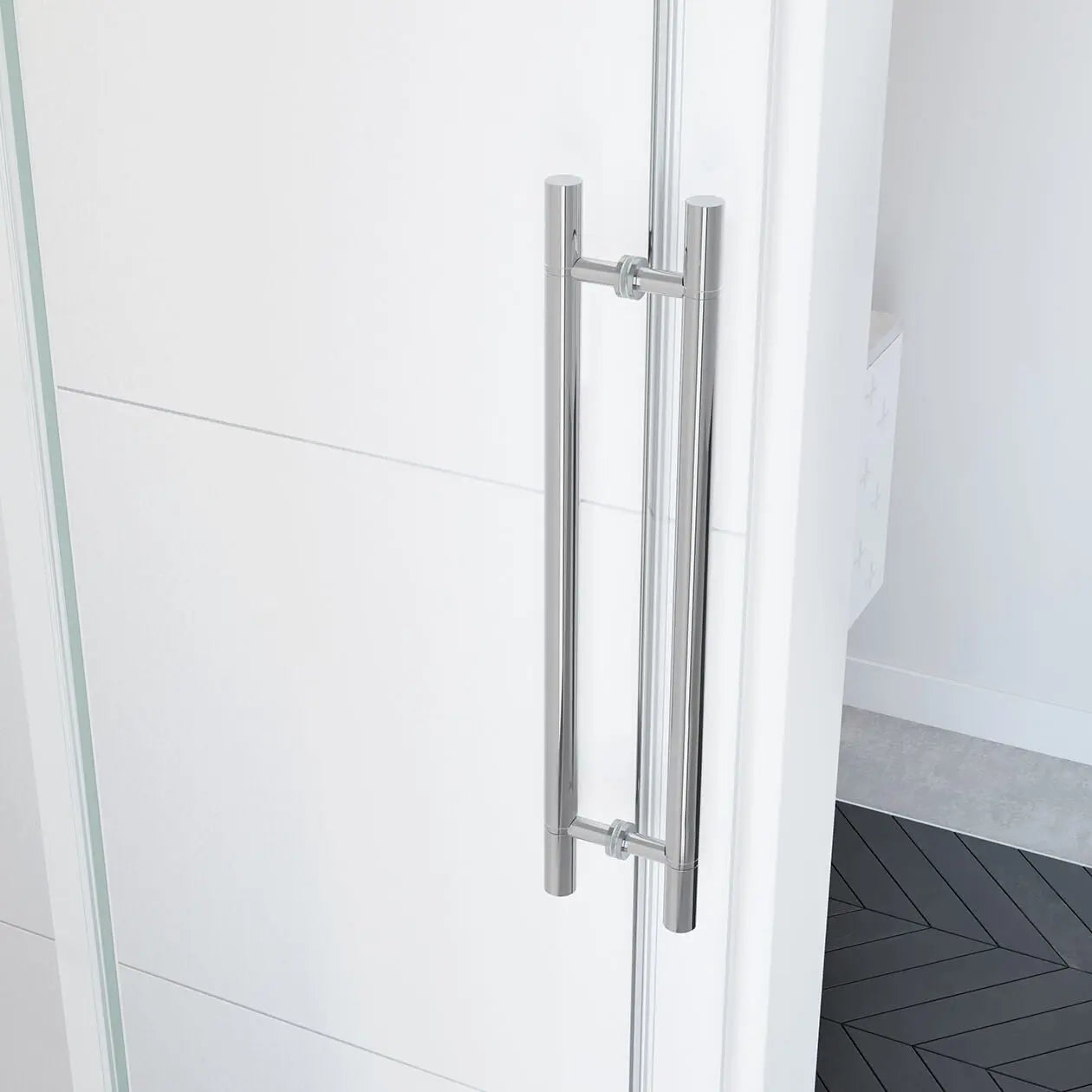 Vela 56 ½-59 x 59 in. 8 mm Sliding Tub Door for Alcove Installation with Clear glass in Chrome - Plumbing Market