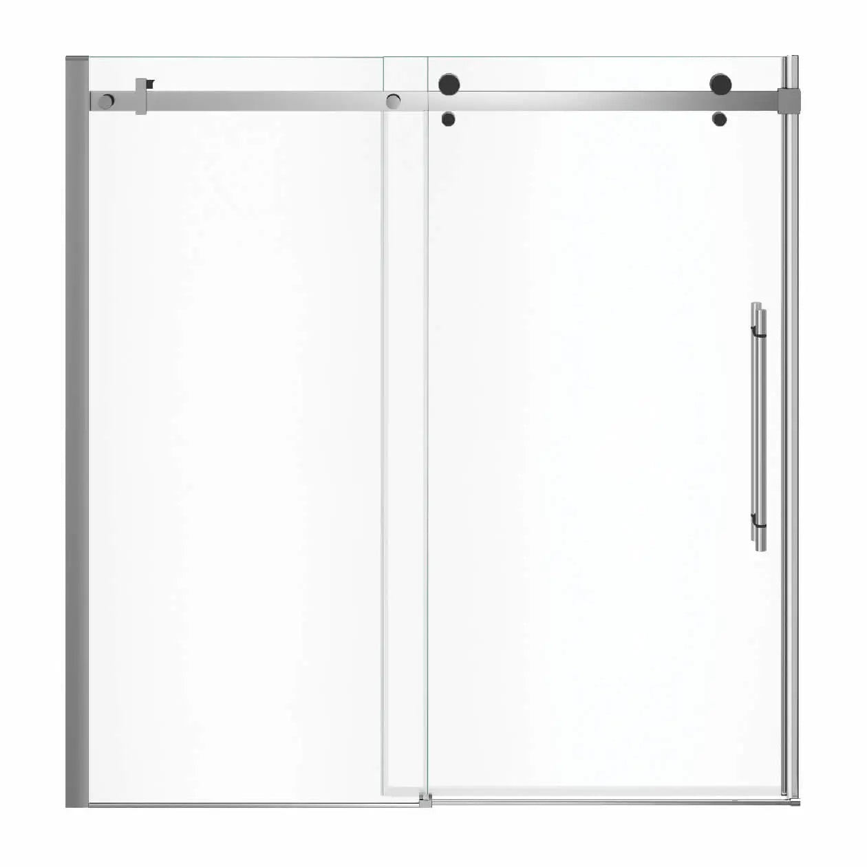 Vela 56 ½-59 x 59 in. 8 mm Sliding Tub Door for Alcove Installation with Clear glass in Chrome and Matte Black - Plumbing Market
