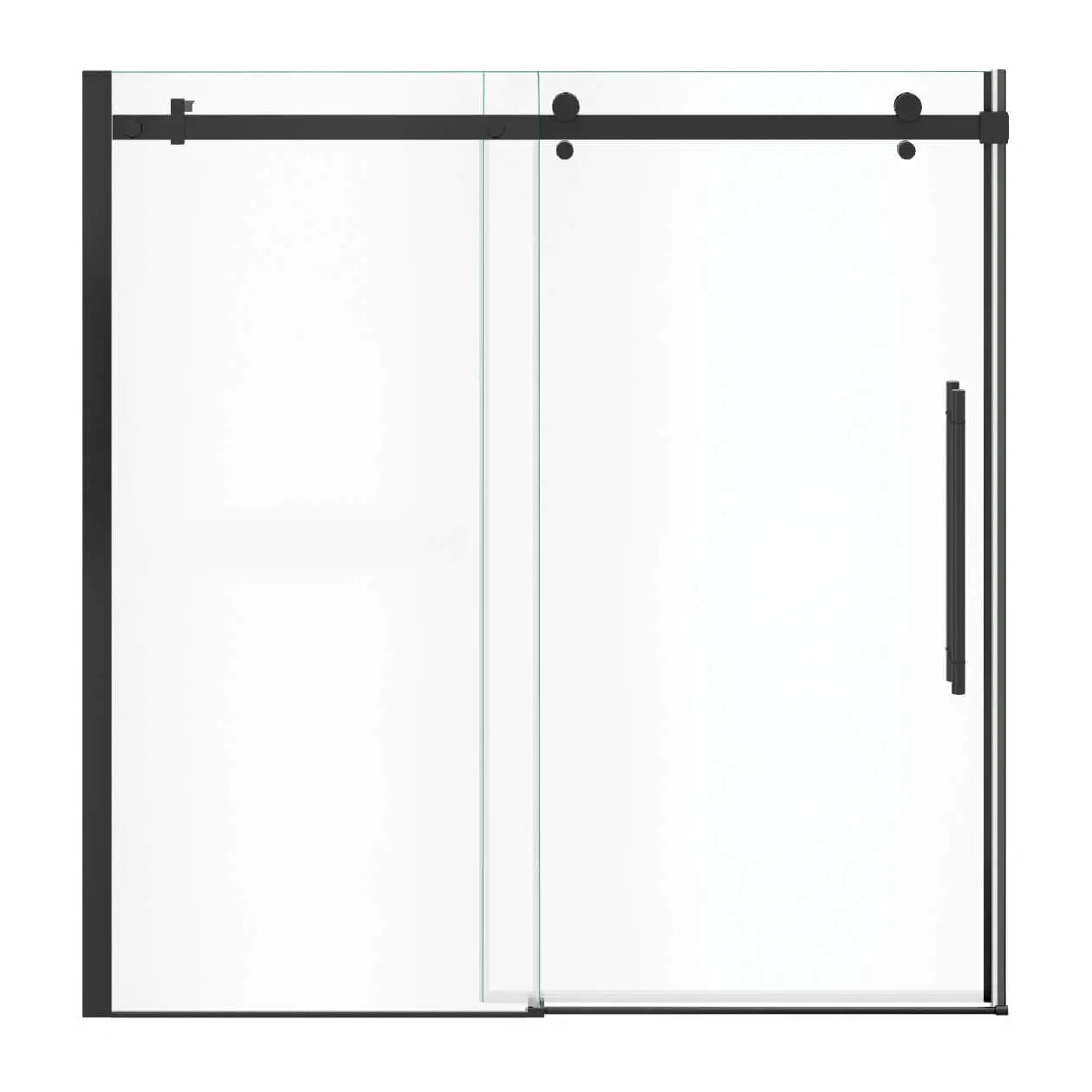 Vela 56 ½-59 x 59 in. 8 mm Sliding Tub Door for Alcove Installation with Clear glass in Matte Black - Plumbing Market