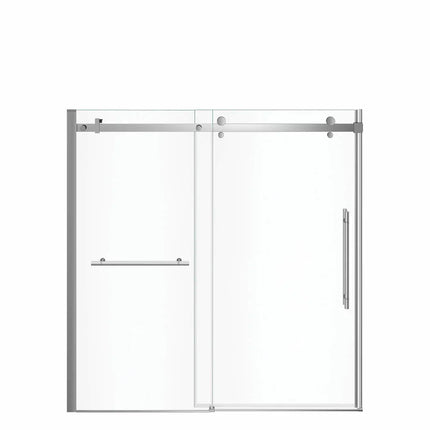 Vela 56 ½-59 x 59 in. 8 mm Sliding Tub Door with Towel Bar for Alcove Installation with Clear glass in Chrome - Plumbing Market