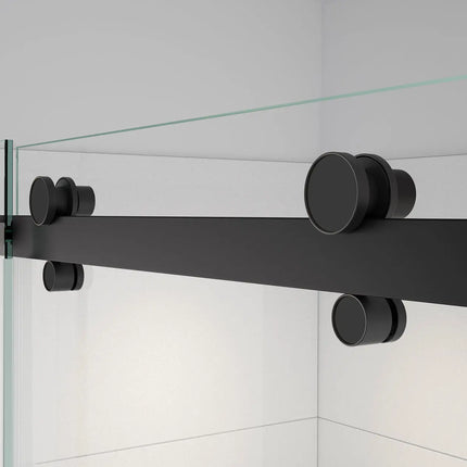 Vela 56 ½-59 x 78 ¾ in. 8mm Sliding Shower Door for Alcove Installation with Clear glass in Matte Black - Plumbing Market