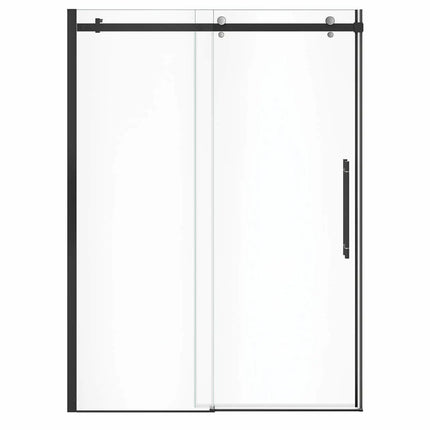 Vela 56 ½-59 x 78 ¾ in. 8mm Sliding Shower Door for Alcove Installation with Clear glass in Matte Black and Chrome - Plumbing Market