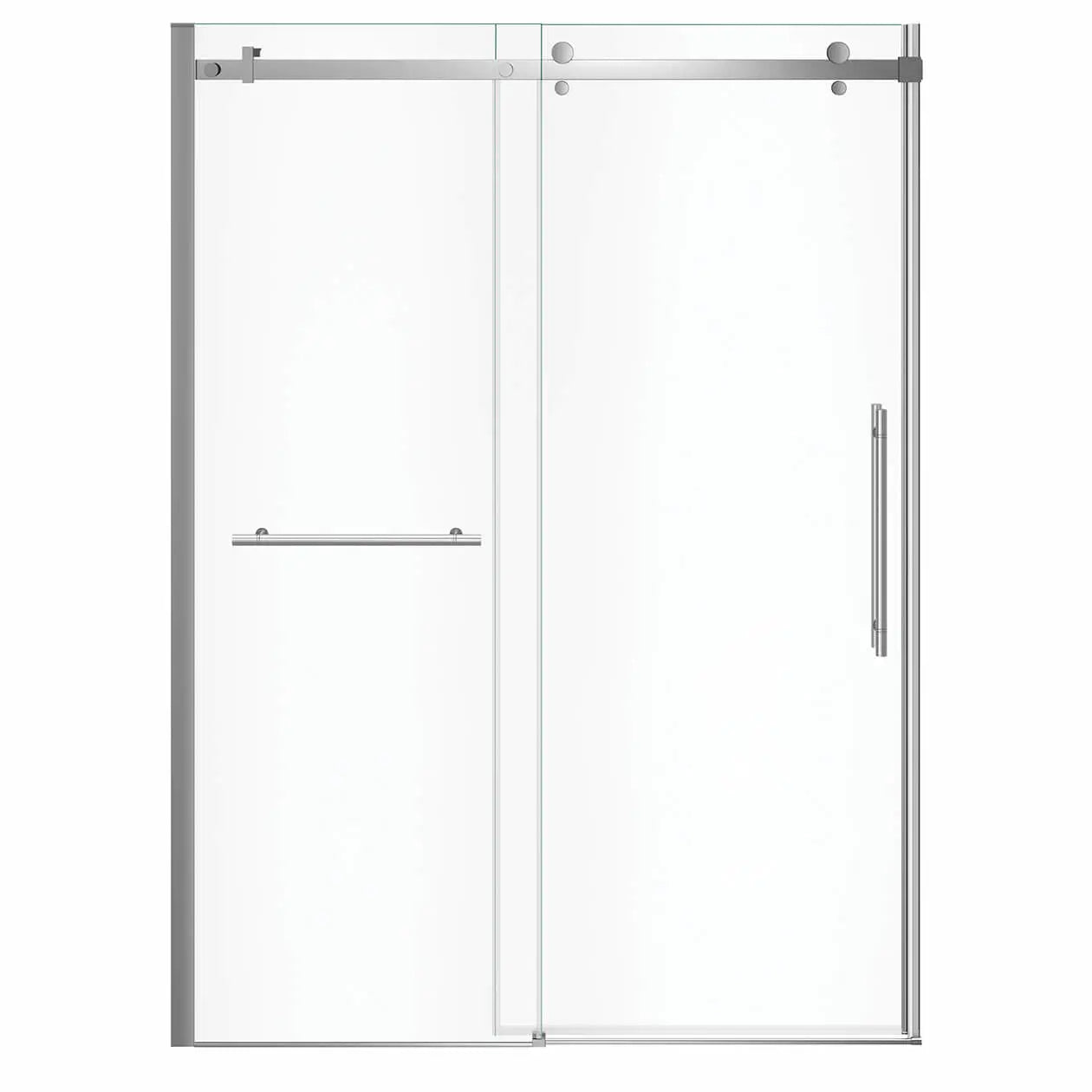 Vela 56 ½-59 x 78 ¾ in. 8mm Sliding Shower Door with Towel Bar for Alcove Installation with Clear glass in Chrome - Plumbing Market