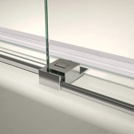 Vela 56 ½-59 x 78 ¾ in. 8mm Sliding Shower Door with Towel Bar for Alcove Installation with Clear glass in Chrome and Matte Black - Plumbing Market