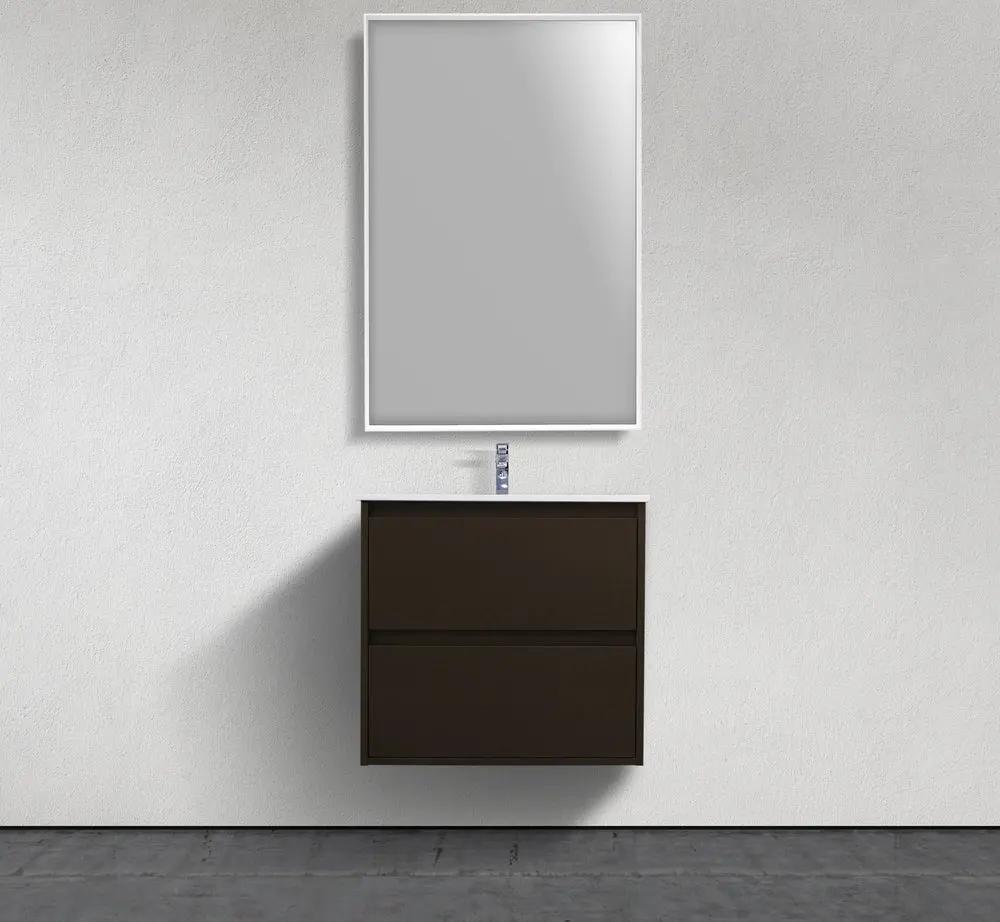 Veneto 24" Wall-Mounted Wood Veneer Vanity With Solid Surface Basin - Plumbing Market