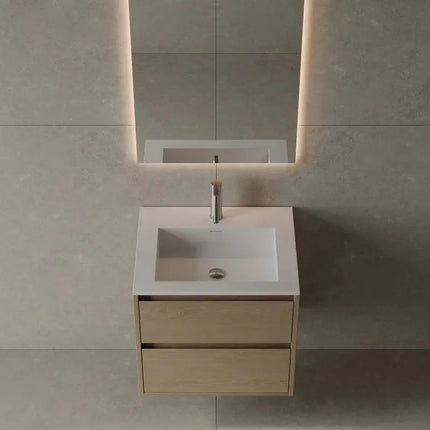 Veneto 24" Wall-Mounted Wood Veneer Vanity With Solid Surface Basin - Plumbing Market