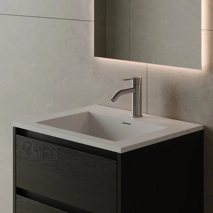 Veneto 24" Wall-Mounted Wood Veneer Vanity With Solid Surface Basin - Plumbing Market