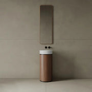 Veneto Vanity 15" Modern Pedestal Basin in Walnut Wood Veneer - Plumbing Market