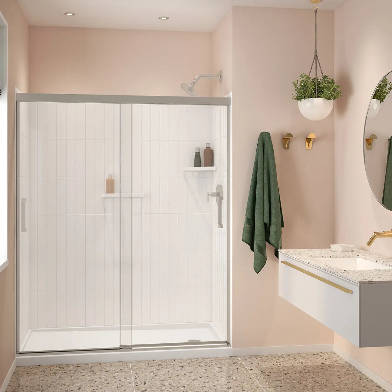 Versaline 6036 Composite Glue-up Four-Piece Shower Wall Kit in Vertical White - Plumbing Market