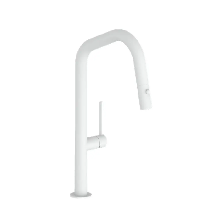 Vogt Dornbirn 16" Pull Out Spray Kitchen Faucet in Matte White Clearance - Plumbing Market