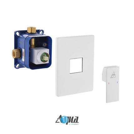 Kube Bath Aqua Piazza White Shower Set W/ 12" Ceiling Mount Square Rain Shower Head Kube Bath