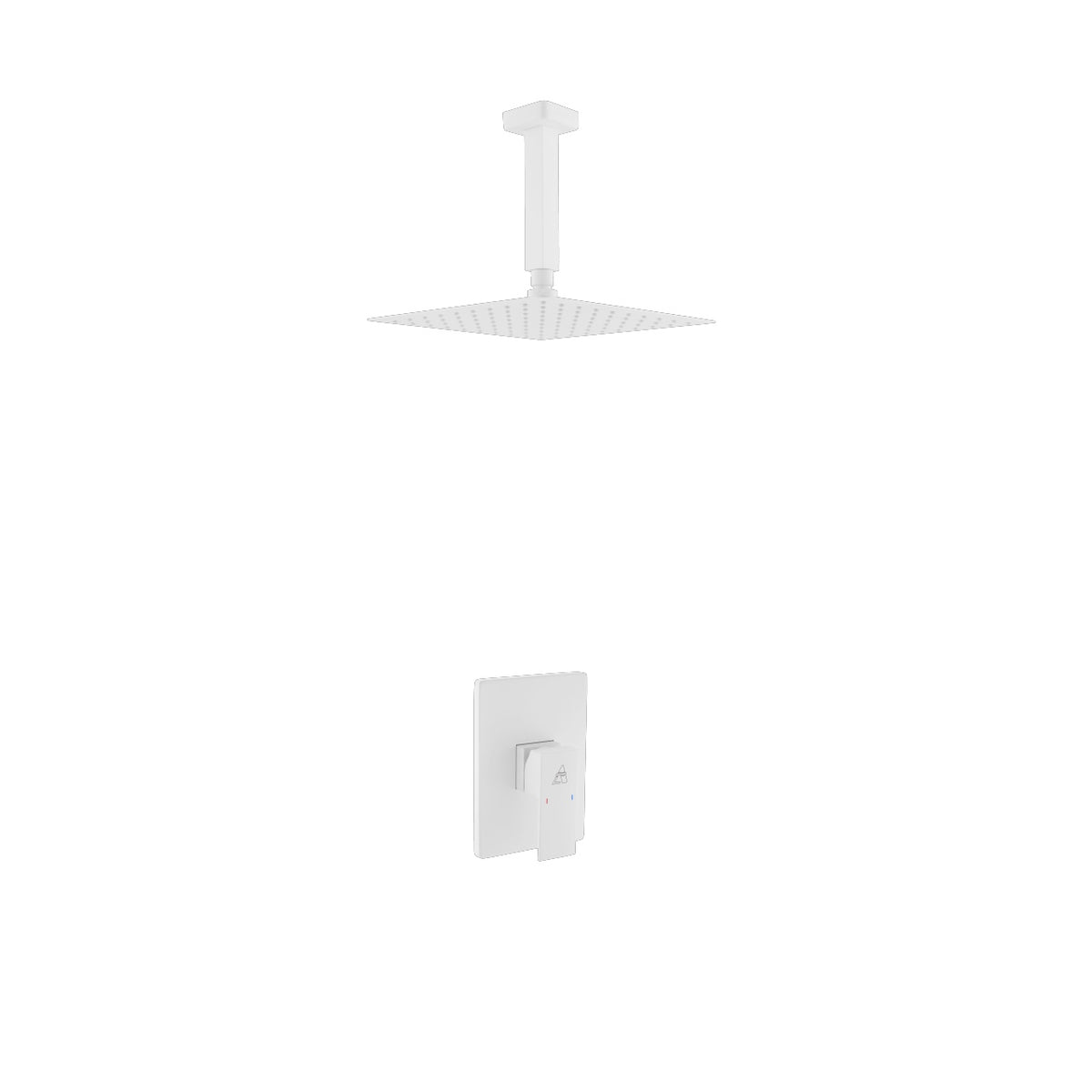 Kube Bath Aqua Piazza Shower Set with 8" Ceiling Mount Square Rain Shower - White (WH-CR2001V)