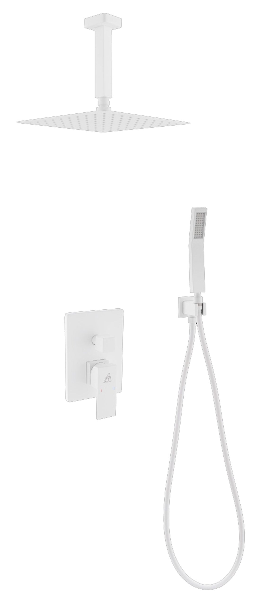 Kube Bath Aqua Piazza Brass Shower Set with 8" Ceiling Mount Square Rain Shower and Handheld - White (WH-CR200HH2V) view 2