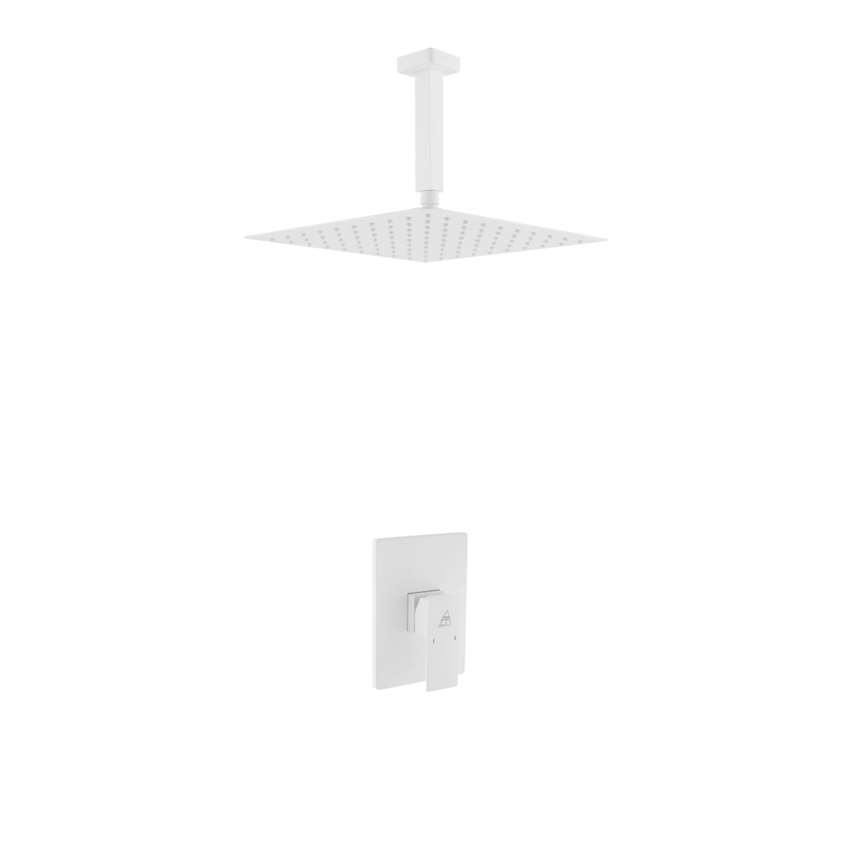 Kube Bath Aqua Piazza Shower Set with 12" Ceiling Mount Square Rain Shower - White (WH-CR3001V)