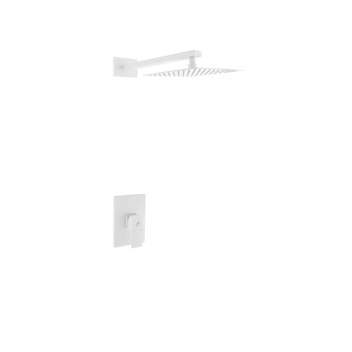 Kube Bath Aqua Piazza Shower Set with 8" Square Rain Shower - White (WH-WR2001V)