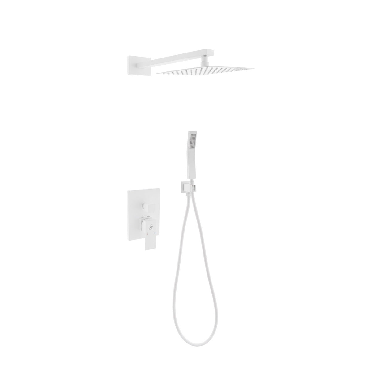 Kube Bath Aqua Piazza Brass Shower Set with 8" Square Rain Shower and Handheld - White (WH-WR200HH2V)