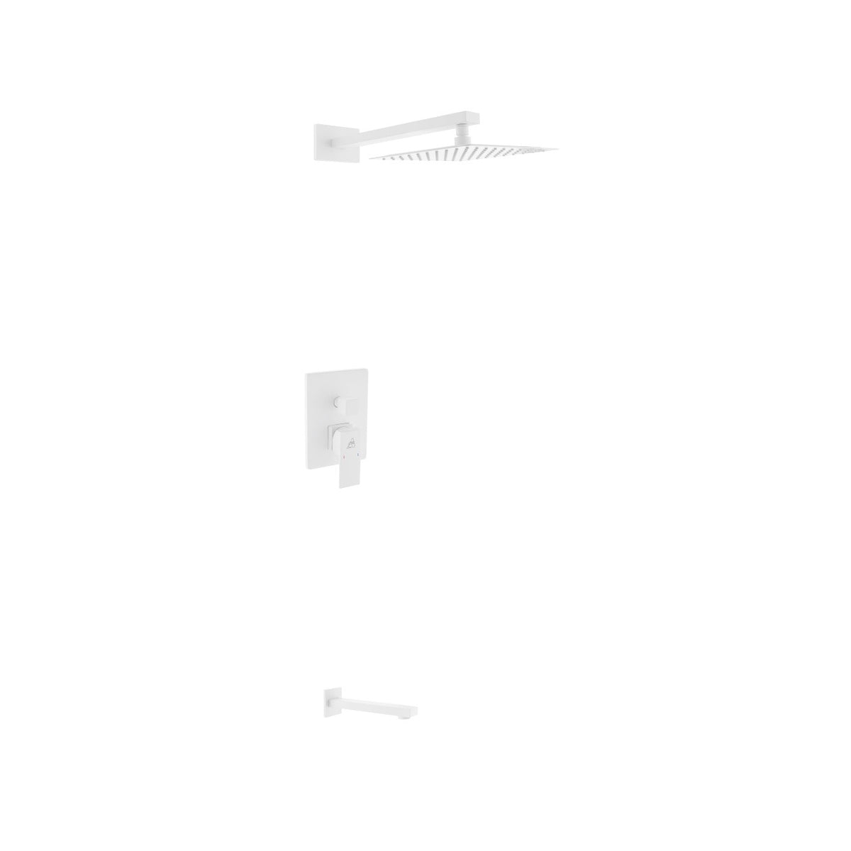 Kube Bath Aqua Piazza Brass Shower Set with 8" Square Rain Shower and Tub Filler - White (WH-WR200TF2V)